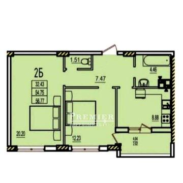 2 комнатная квартира 57 м2 Новый Дом на Таирова ЖК Розенталь