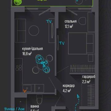 Однокімнатна, центр міста , Благо, низький поверх