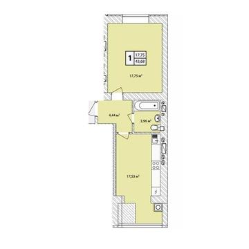 1-кім квартира на дві сторони ЖК Празький квартал