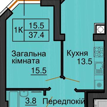 Єселя - так! 38,2 м2 однокімнатна квартира ЖК Софія Клубний ЖК Софія Клубний