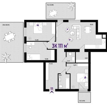 Простора 3к квартира з великим ПАТІО ЖК Вавель