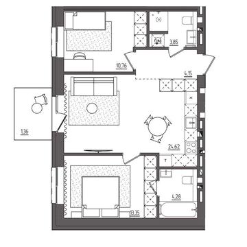 2 кімнатна квартира з сучасним плануванням. Новобудова. Без комісії. ЖК Субурбія