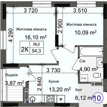 2-комнатная квартира в новом доме. Рассрочка 4 года