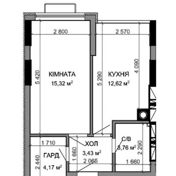 Однокімнатна квартира в центрі міста. 41м2 ! З балконом і гардеробом!