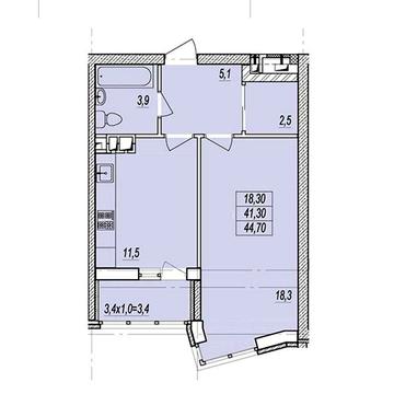 1-комнатная с гардеробной в ЖК «Прохоровский квартал» ЖК ПРОХОРІВСЬКИЙ КВАРТАЛ