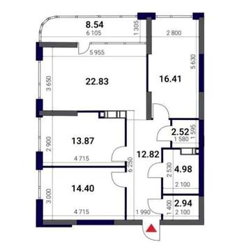 Трикімнатна квартира на 4 поверсі ЖК Great площа 99,31м2 ЖК Great