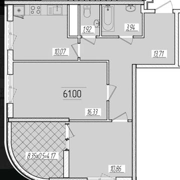 2-комнатная 61 метр на Краснова/ Большая  терраса/ Лучшая цена! ЖК Кадор Сити Kador City
