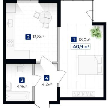Однокімнатна квартира на Каскаді з індивідуальним газовим опаленням