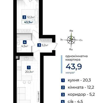Продається 1-кімнатна квартира в сучасному ЖК клубного типу. ЖК Містечко Південне
