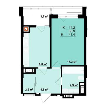 Однокімнатна квартира на 41 кв м в центрі з індивідуальним  опалення