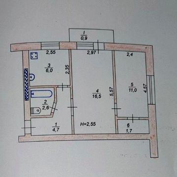 Квартира 43,4 кв.м./ Металургійний + Балкон