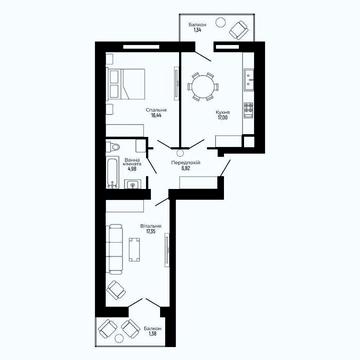 Двокімнатна квартира, с. Крихівці