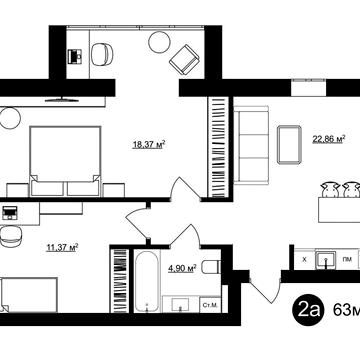 Комфортна площа для життя. Апартаменти 63 м2. Комплекс "Гармонія" ЖК ГАРМОНІЯ