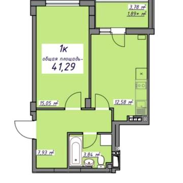 Новая 1к. квартира 41 кв.м в рассрочку ЖК 7 НЕБО