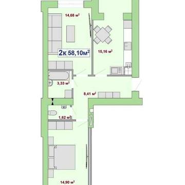 2-кімнатна квартира 58,1 м² за вигідною ціною, Чорновола