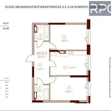 Продам 2-к квартиру 75м² в Бізнес ЖК Stanford м Палац України 4хв ЖК Стенфорд