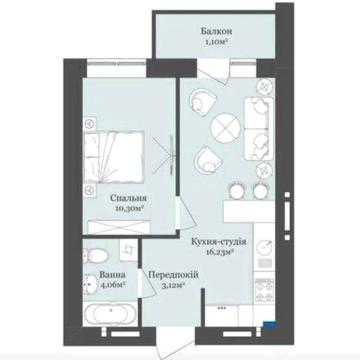 Проджа 1 кімнтаної кваритри в жк West Tawers ЖК West Tawers