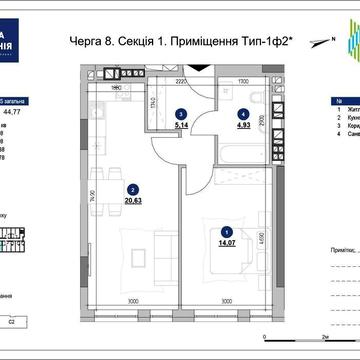 Однокімнатні апартаменти 44.77 м2 ЖК Велика Британія. 1-к внесок 30% ЖК Велика Британія