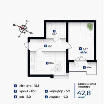 Простора 1-кімнатна в ЖК «Козацький» Комфорт та якість ЖК Козацький