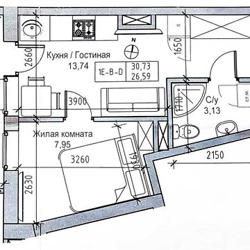 1-комнатная квартира с ремонтом ЖК Urban Market