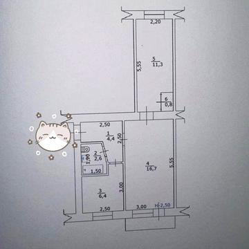 Продаж  двокімнатної квартира в центрі міста.