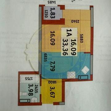 1к. Студія 33,36 м, видова, ЖК Урловський-1 ЖК Урловський-1