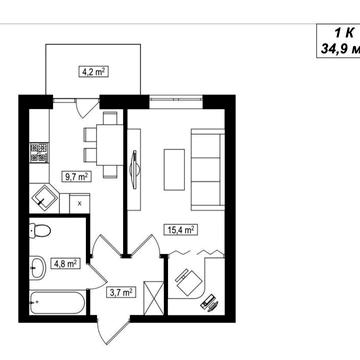 Продаж 1к, ЖК Амстердам Клубний, с.Білогородка ЖК Амстердам Клубний