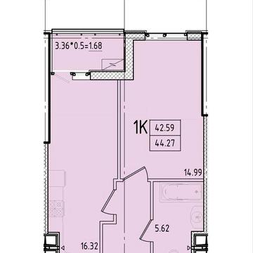 Однокомнатная 44,3 м² в ЖК «Эллада», дом 3 — вид на Генуезскую ЖК Эллада