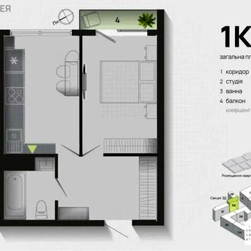 Видова однокімнатна квартира ЖК Паркова Алея