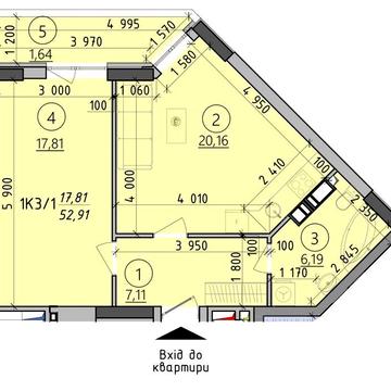 Простора 1-кімнатна 53 м² в ЖК «Київські Зорі» ЖК Київські Зорі