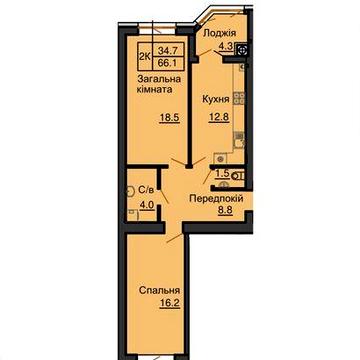 Продаж двокімнатної квартири 66.1 м2 в ЖК Софія Резиденс