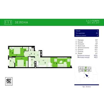 Продаж 3к Квартира Зелена вулиця ЖК 111 Зеленая