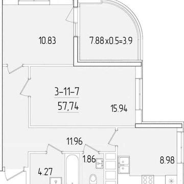 Продам квартиру  60м. в новом сданном доме.