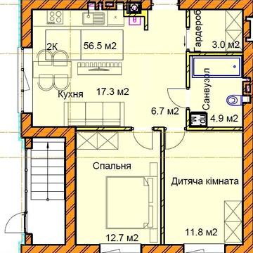 2к Квартира 56.5м² | Кухня-студія 24м² | Гардероб | Без комісії ЖК Поповича