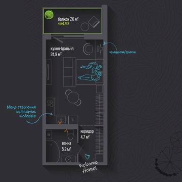 1кімнатна квартира біля парку вул. Національної Гвардії