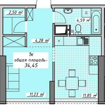 Продам квартиру в Атмосфере 35 кв.м. 6 секция, 7 этаж. ЖК Атмосфера