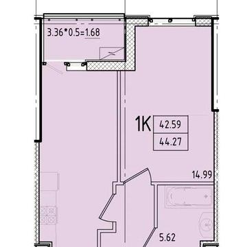ЖК Эллада, дом 3, вид на Генуэзскую, 44.3м2 ЖК Эллала