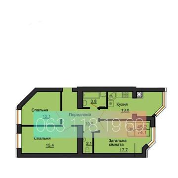 Продаж трикімнатної квартири 74.5 м2 в ЖК Софія Нова