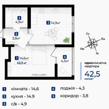 1-кімнатна квартира у Івано-Франківську