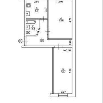 2х комнатная, 2 / 5 эт. дома.   Ингулец Ул. Горняков