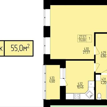 Однокімнатна квартира з просторою лоджією