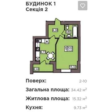 1к квартира ЖК Північний. VRV ID: 33049 ЖК Північний