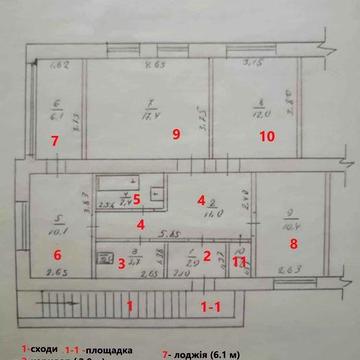 Продам 3-кімнатну (80 метрів)квартиру з окремим входом -Звенигородка