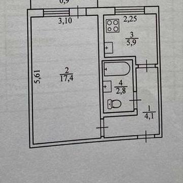 1 комнатна квартира,3этаж,5этажного дома