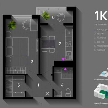 Однокімнатна квартира з власним озером у дворі ЖК Skygarden