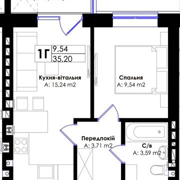 Ірпінь, Центр. парк — 1к з окремою спальнею та балконом! Газ!