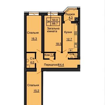 Продаж трикімнатної квартири 88.7 м2 в ЖК Софія Резиденс
