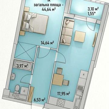 1- кімнатна Пр-Курортний Прекрасний вид на море ! ЖК Атмосфера