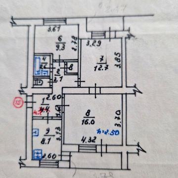 3-х комнатна квартира 64.6кв.м