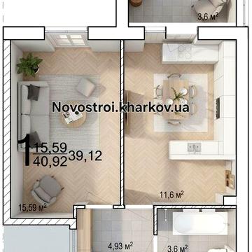 Квартира ЖК Птичка-Лучшая планировка и цена за 1-комнатную 41м2 ЖК Птичка
